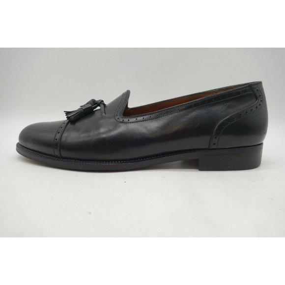 Salvatore Ferragamo Italy Black Leather Cap Toe Tassel Loafers Shoes Men\'s 7.5 D